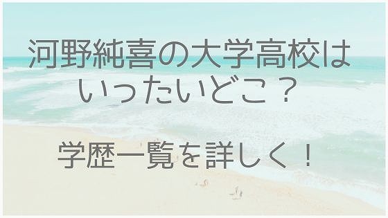 河野純喜の大学高校が頭いい 学歴と学生時代のエピソードを徹底調査 Charming Figure