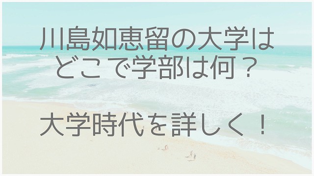 川島如恵留、大学、学部